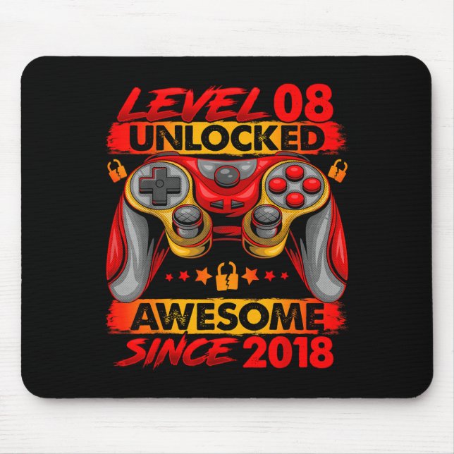 Level 8 Unlocked 8 Year Old Boys 8th Birthday Boy  Mousepad (Vorne)