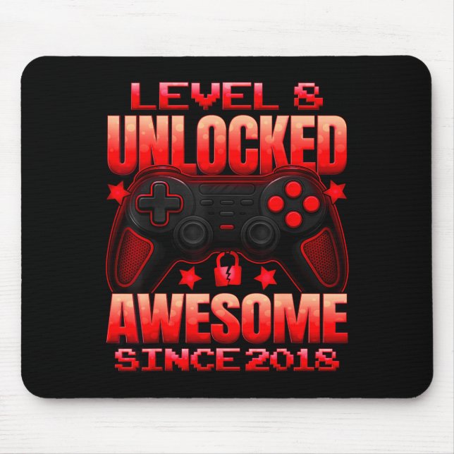 Level 8 Unlocked 8 Year Old For Boys 8th Birthday  Mousepad (Vorne)