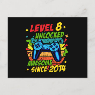 Level 8 Unlocked Awesome 2014 Game 8th Birthday Postkarte