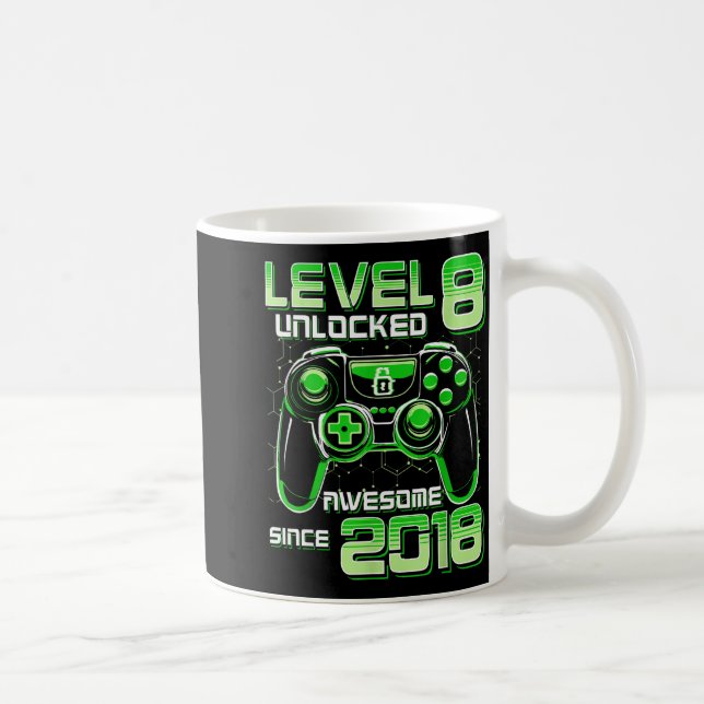 Level 8 Unlocked Awesome Since 2018 8th Birthday G Kaffeetasse (Rechts)