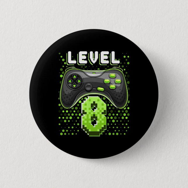 Level 8 Videospiel-Controller 8. Geburtstag Gamer  Button (Vorderseite)