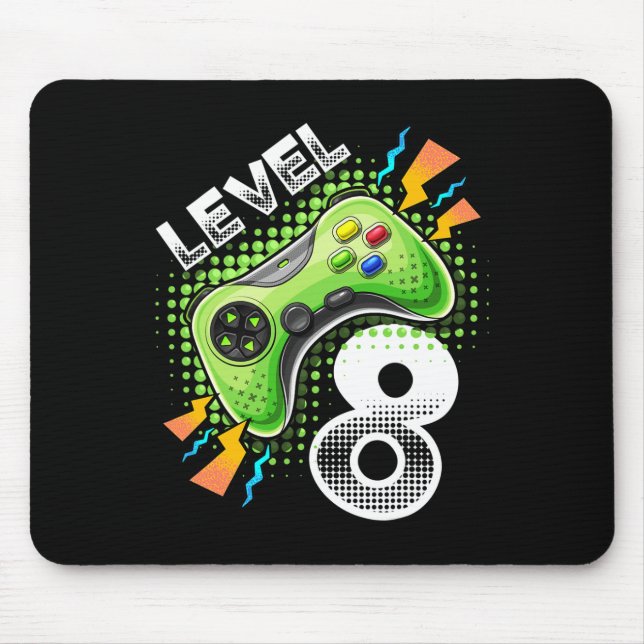 Level 8 Videospiel-Controller 8. Geburtstag Gamer  Mousepad (Vorne)