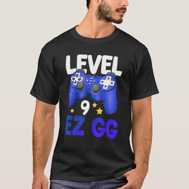Level 9 EZ GG 9. Gamer Boy Teenager Controller Bi T-Shirt (Vorderseite)