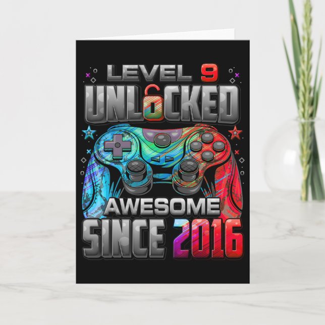 Level 9 freigeschaltet Awesome seit 2016 9. Geburt Karte (Vorderseite)