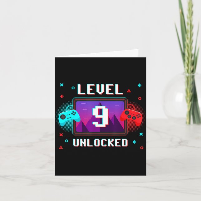 Level 9 freigeschaltet Video Gamer lustig 9. Gebur Karte (Vorderseite)