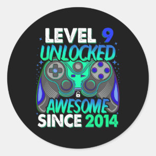 Level 9 freigeschaltet Videospiel 9 Jahre alter Ju Runder Aufkleber