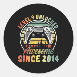 Level 9 freigeschaltet Videospiel 9 Jahre alter Ju Runder Aufkleber