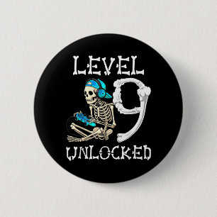 Level 9 freigeschaltetes Skelett-Gamer-Videospiel  Button