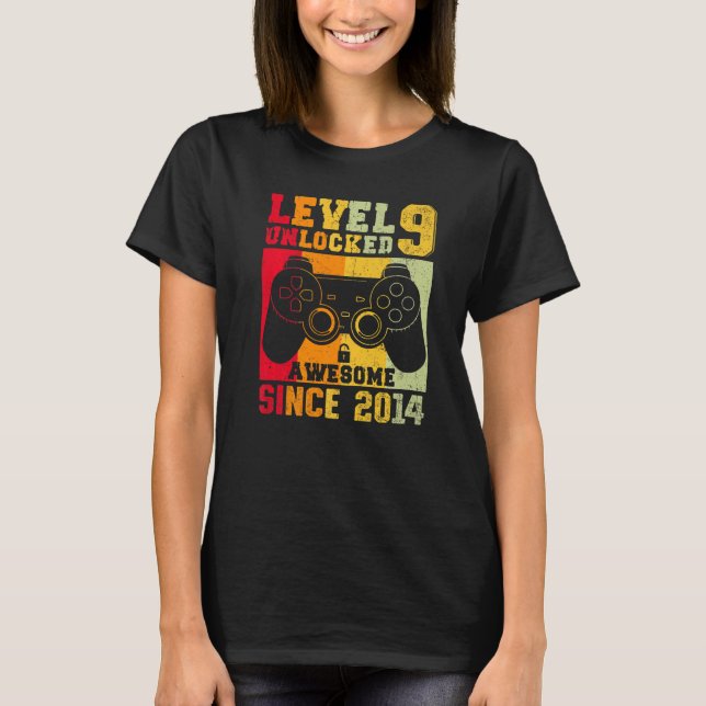 Level 9 Unlock Phantastisch 2014 Videospiel 9. Geb T-Shirt (Vorderseite)