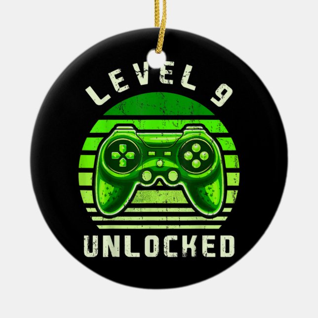 Level 9 Unlocked Video Game 9th Birthday Gamer Keramik Ornament (Vorne)