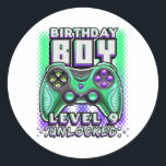 Level 9 Unlocked Video Game 9th Birthday Gamer Runder Aufkleber<br><div class="desc">Level 9 Unlocked Video Game 9th Birthday Gamer Gift Boys Gift. Perfect gift for your dad, mom, papa, men, women, friend and family members on Thanksgiving Day, Christmas Day, Mothers Day, Fathers Day, 4th of July, 1776 Independent day, Veterans Day, Halloween Day, Patrick's Day</div>
