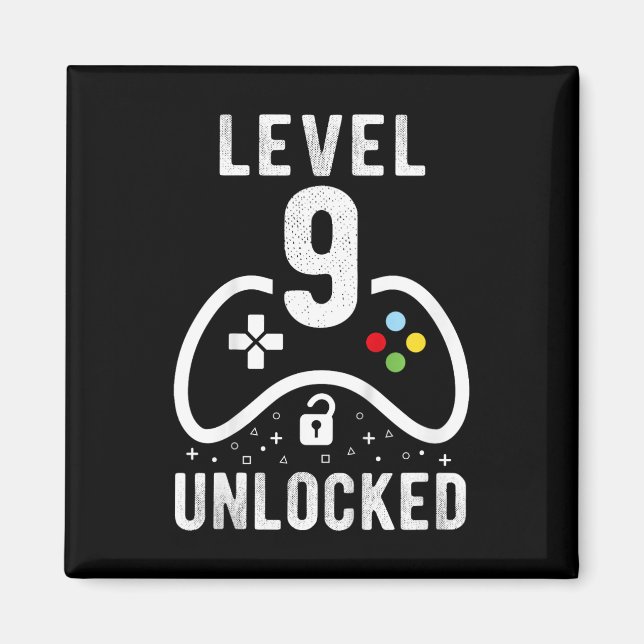 Level 9 Unlocked Video Game 9th Birthday Gift  Magnet (Vorne)