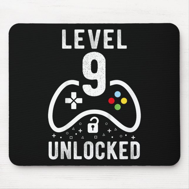 Level 9 Unlocked Video Game 9th Birthday Gift  Mousepad (Vorne)