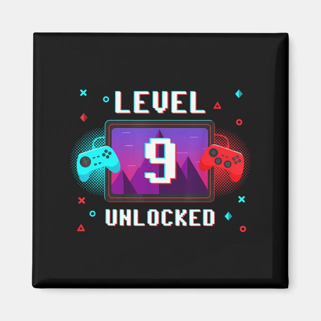 Level 9 Unlocked Video Gamer Funny 9th Birthday Bo Magnet (Vorne)