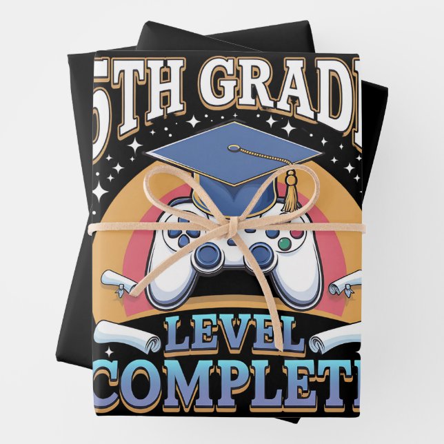 Level Abschluss Gaming Gamer Geschenkpapier Set (Beispiel)