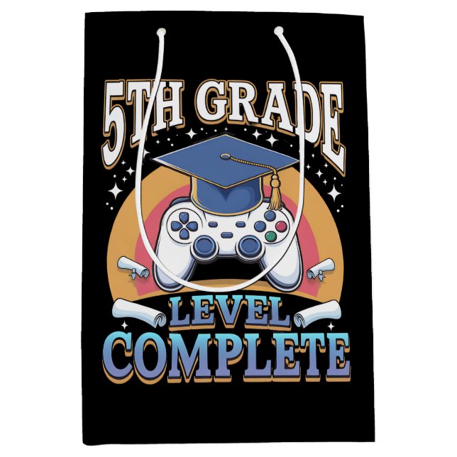 Level Abschluss Gaming Gamer Mittlere Geschenktüte (Vorderseite)