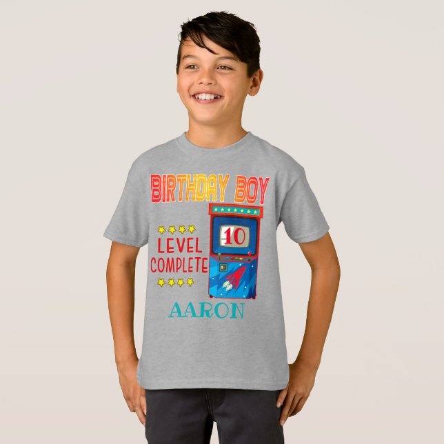 Level Complete Arcade Game Geburtstag Boy T-Shirt (Vorne ganz)