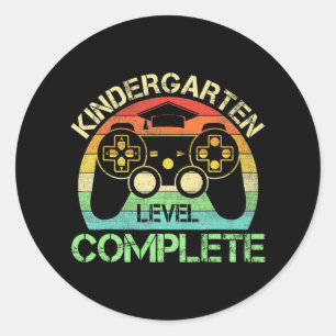 Level Complete Gaming Boy Letzten Schultag Runder Aufkleber