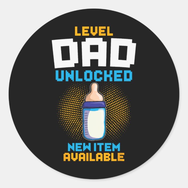 Level Dad Unlocked Pregnancy Announcement Gamer Fa Runder Aufkleber (Vorderseite)