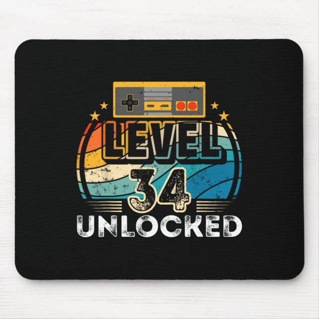 Level &# Entsperrter Geburtstagskind &# Videospi Mousepad (Vorne)