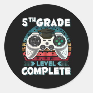 Level für kompletten Gamer 5. Klasse Abschluss Gi Runder Aufkleber