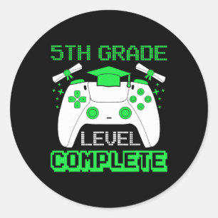 Level für kompletten Gamer 5. Klasse Abschluss Gi Runder Aufkleber