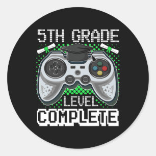Level für kompletten Gamer 5. Klasse Abschluss Gi Runder Aufkleber