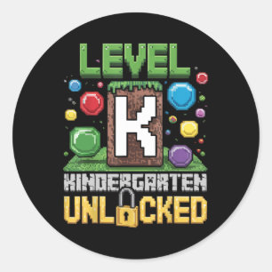 Level Kindergarten freigeschaltet Videospiel Lusti Runder Aufkleber