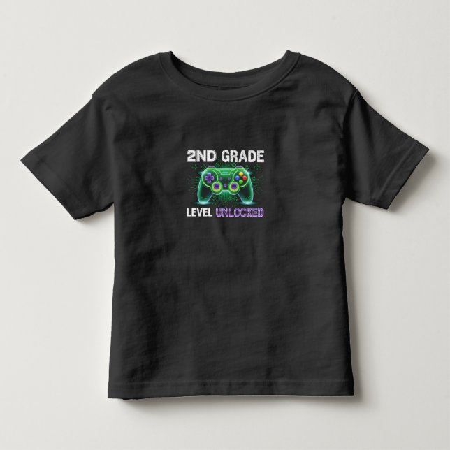 Level Uncked 2nd Grade Gamer Back to School Kleinkind T-shirt (Vorderseite)