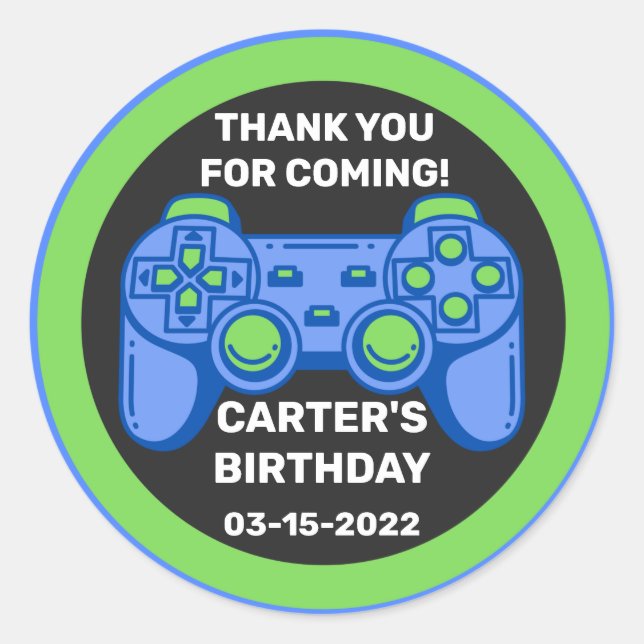 Level Unlock Birthday Gamer Personalisiert Runder Aufkleber (Vorderseite)
