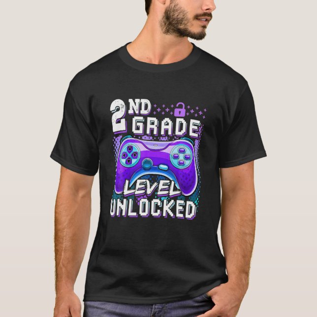 Level Unlock Video Game 2. Klasse zurück zur Schul T-Shirt (Vorderseite)