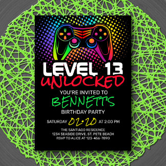 Level Unlock Video Game Geburtstag Einladung