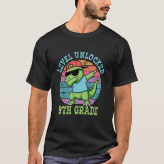 Level Unlocked 9th Grade Funny First Day Dino T-Shirt