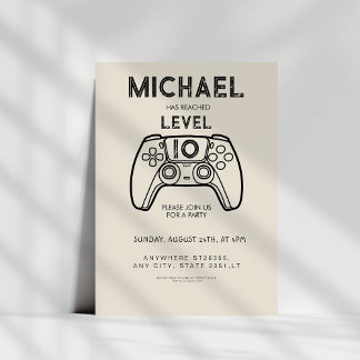 level up 10 Video Game Birthday Party Invitation Einladung