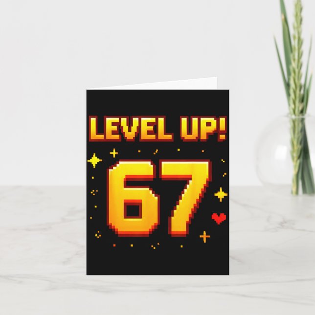 Level Up 67 Funny Gaming 6 7 Meme Gen Alpha Slang  Karte (Vorderseite)