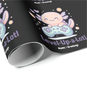 Level-Up-a-Lotl Süßes Gamer Axolotl Kawaii Cozy Geschenkpapier