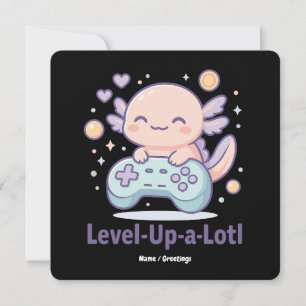 Level-Up-a-Lotl Süßes Gamer Axolotl Kawaii Gemütli Einladung