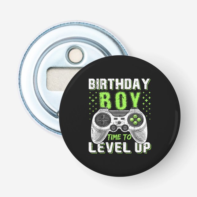 Level Up Birthday Boy Video Game Flaschenöffner (Vorderseite)