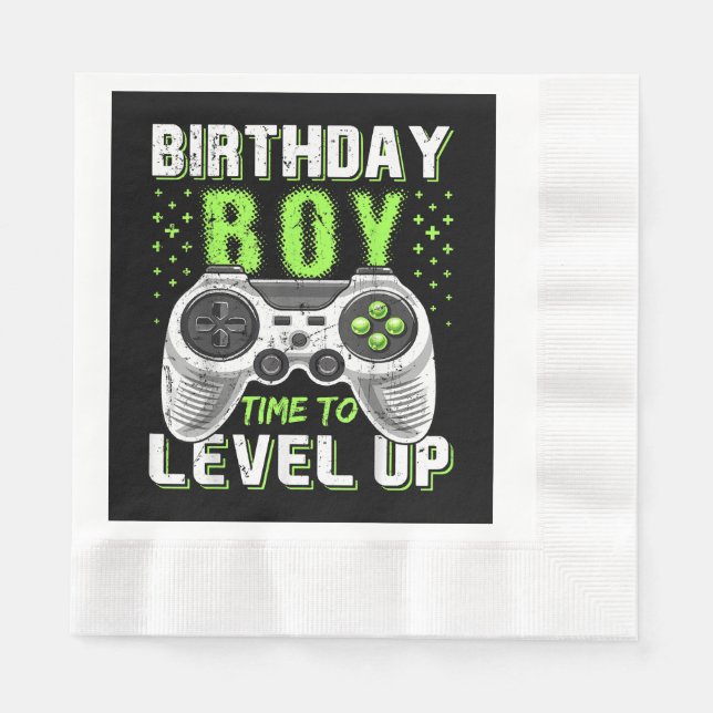 Level Up Birthday Boy Video Game Serviette (Vorderseite)
