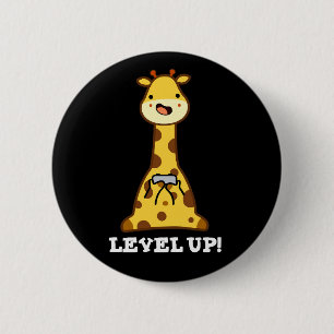 Level Up Funny Giraffe Gaming Pub Dark BG Button