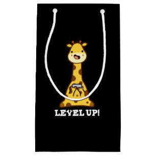 Level Up Funny Giraffe Pun Dark BG Kleine Geschenktüte