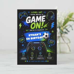 Level Up Game On Geburtstagsparty-Einladung Einladung