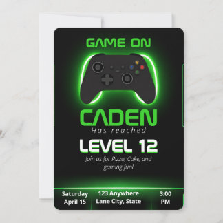 Level Up Gamer Birthday Invitation – Neon Game