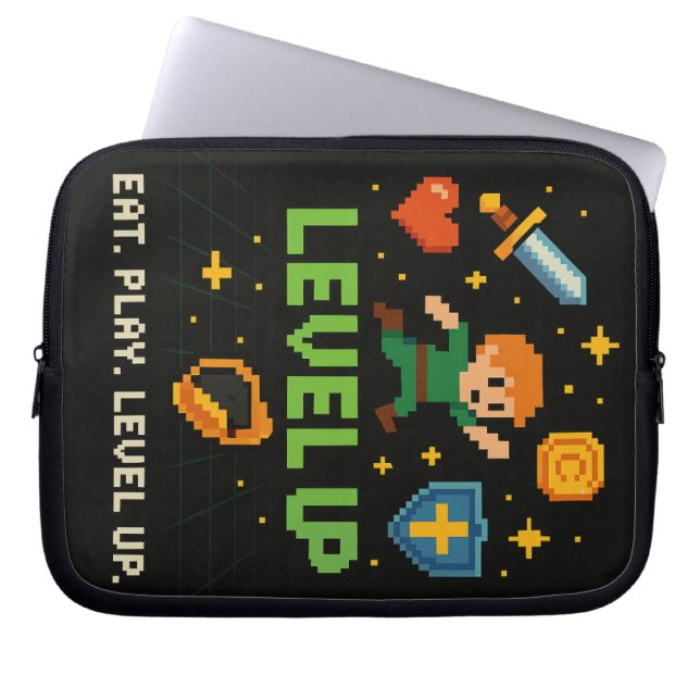 Level Up Gamer Electronics Bag - Pixel Retro Style Laptopschutzhülle (Vorderseite)