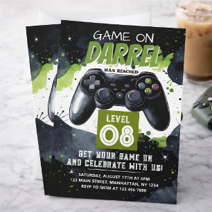 Level Up Gamer Geburtstag Einladung
