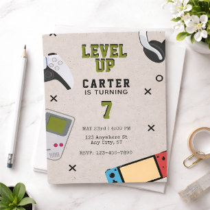 Level Up Gamer Geburtstag Einladung
