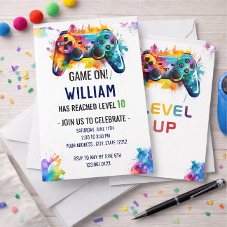 Level Up Gamer Geburtstagseinladung – Neon Game Einladung