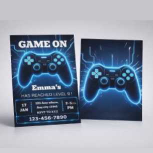 Level Up Gamer Geburtstagseinladung – Neon Game Einladung