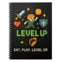 Level Up Gamer Notebook – Retro Pixel Gaming Style