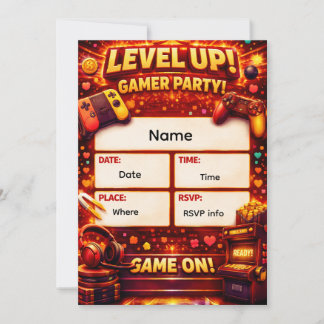 Level Up Gamer Party-Einladung  Einladung